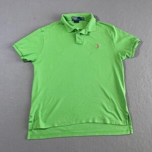 Polo Ralph Lauren Custom Fit Lime Green Cotton Polo Shirt Men Large Short Sleeve